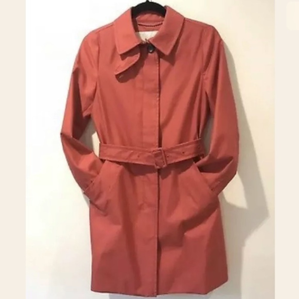 Coach Twill Belted Getaway Trench Coat Jacket L - Picture 2 of 8